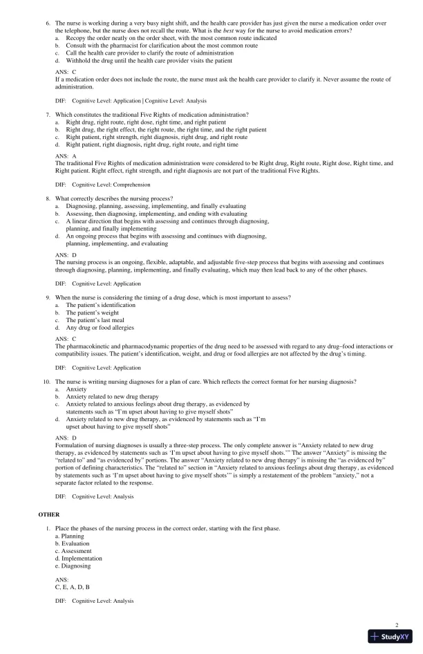 Test Bank for Lilley's Pharmacology for Canadian Health Care Practice, 4th Edition (Chapters 1-58) - Page 3 preview image
