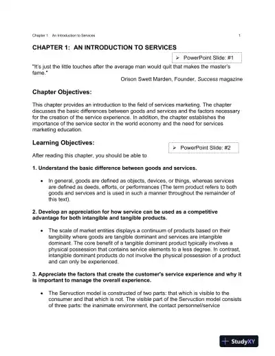 Services Marketing: Concepts, Strategies, And Cases, 5th Edition Solution Manual - Page 1 preview image