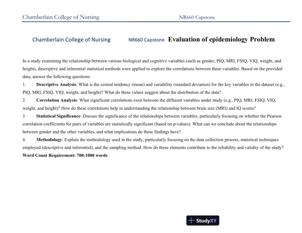 NR660 Capstone Chamberlain College of Nursing Evaluation of epidemiology Problem - Page 1 preview image