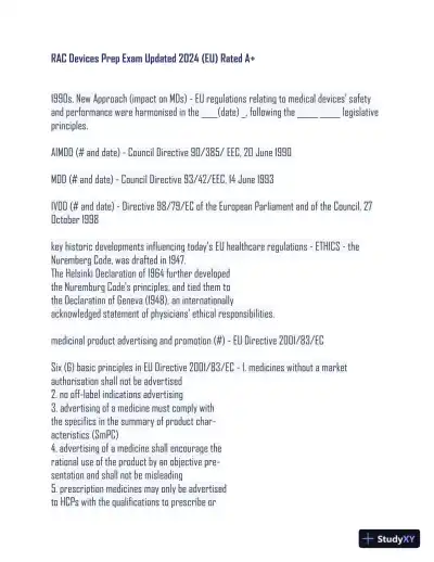 2024 RAC Nursing Ethics Devices Prepation Exam With Answers (39 Solved Questions) - Page 1 preview image