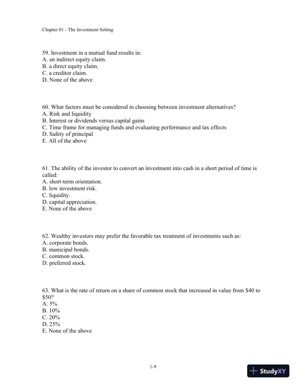Test Bank For Fundamentals Of Investment Management, 10th Edition - Page 10 preview image