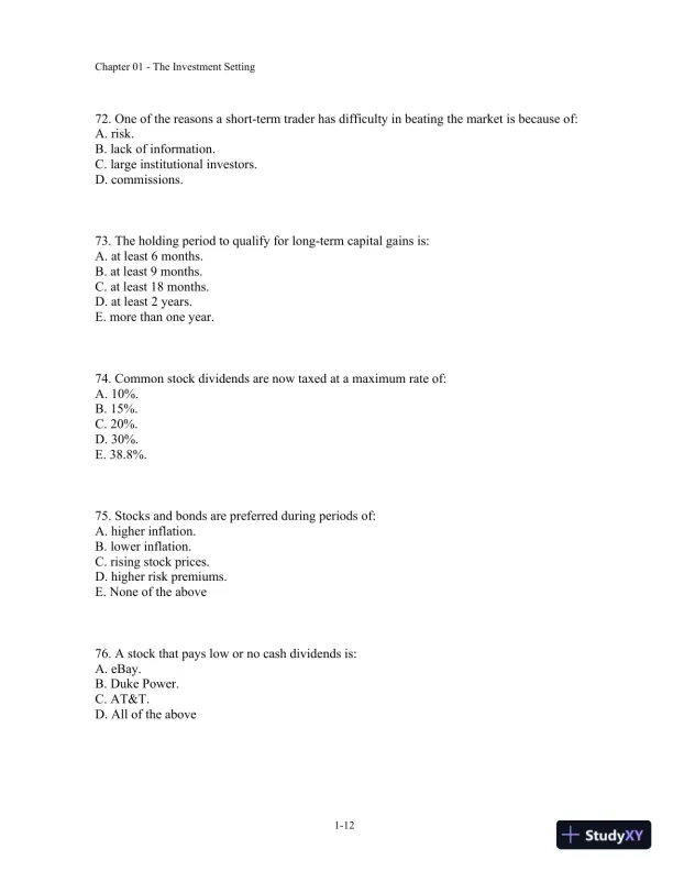 Test Bank For Fundamentals Of Investment Management, 10th Edition - Page 13 preview image