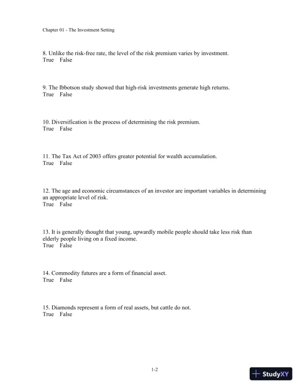 Test Bank For Fundamentals Of Investment Management, 10th Edition - Page 3 preview image