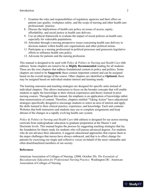 Policy And Politics In Nursing And Healthcare - Revised Reprint , 6th Edition Lecture Notes - Page 3 preview image