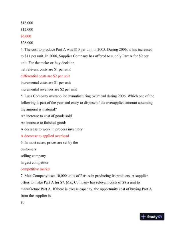 ACC455 Final Exam 2015: Comprehensive Managerial Accounting: University of Phoenix - Page 3 preview image