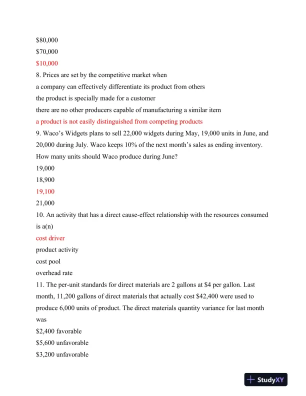 ACC455 Final Exam 2015: Comprehensive Managerial Accounting: University of Phoenix - Page 4 preview image