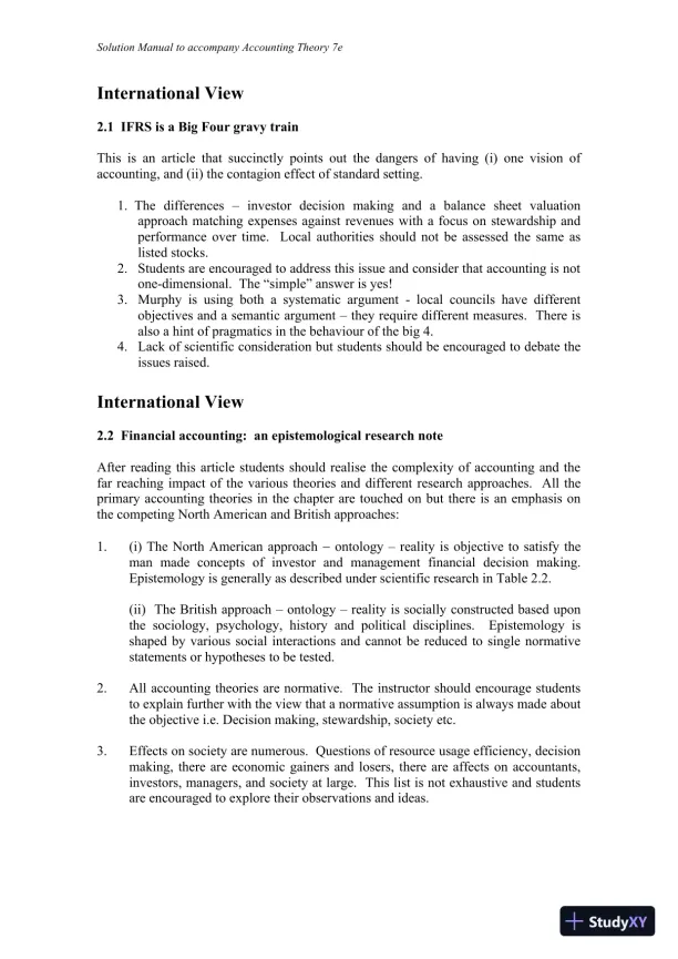 Accounting Theory, 7th Edition Solution Manual - Page 18 preview image