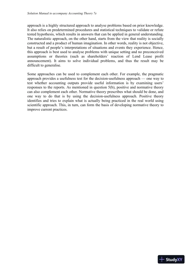 Accounting Theory, 7th Edition Solution Manual - Page 30 preview image