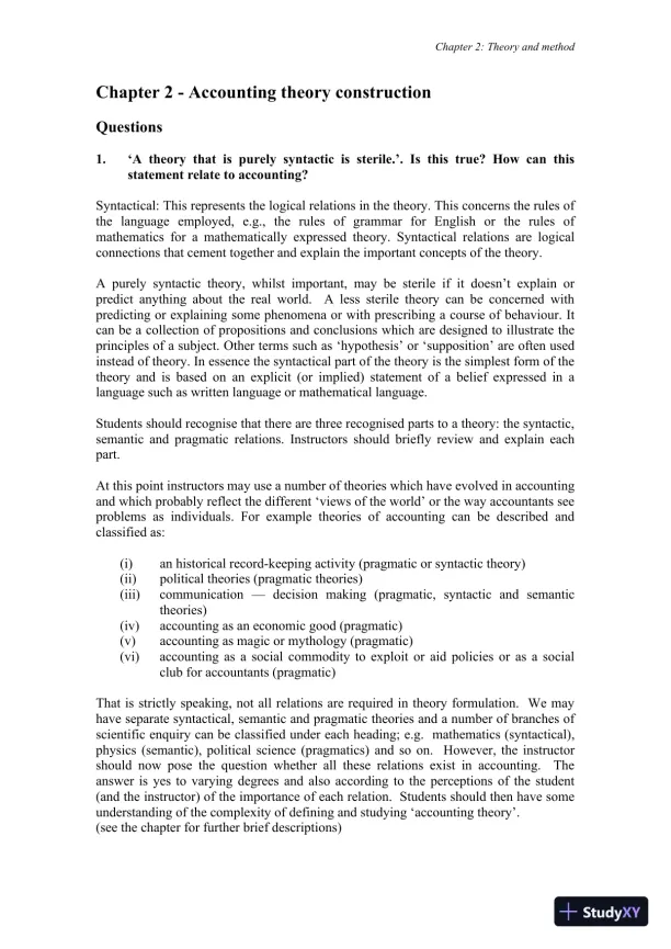 Accounting Theory, 7th Edition Solution Manual - Page 7 preview image