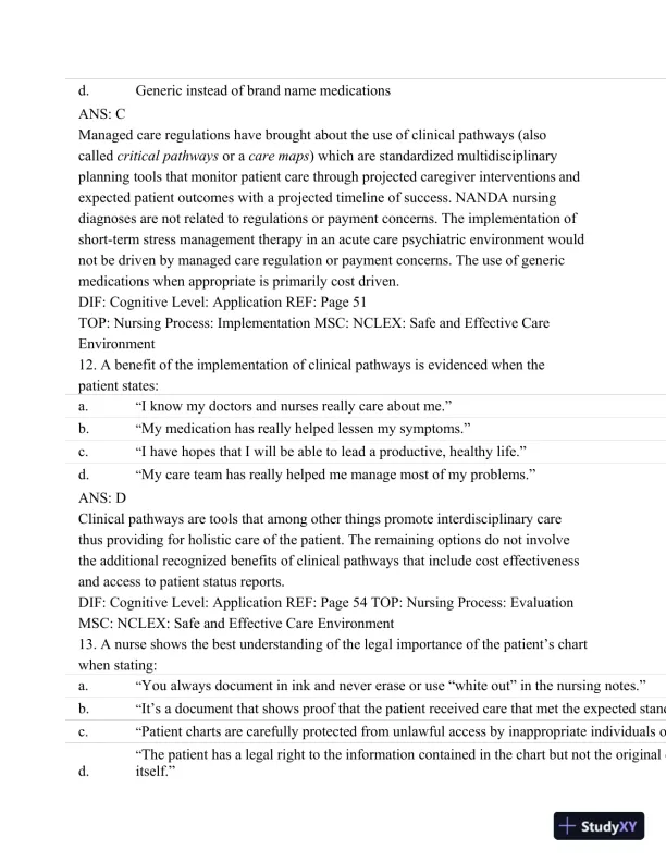 Test Bank For Psychiatric Mental Health Nursing - Revised Reprint, 5th Edition - Page 22 preview image