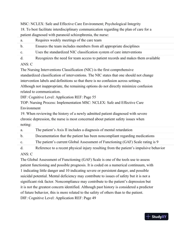 Test Bank For Psychiatric Mental Health Nursing - Revised Reprint, 5th Edition - Page 25 preview image
