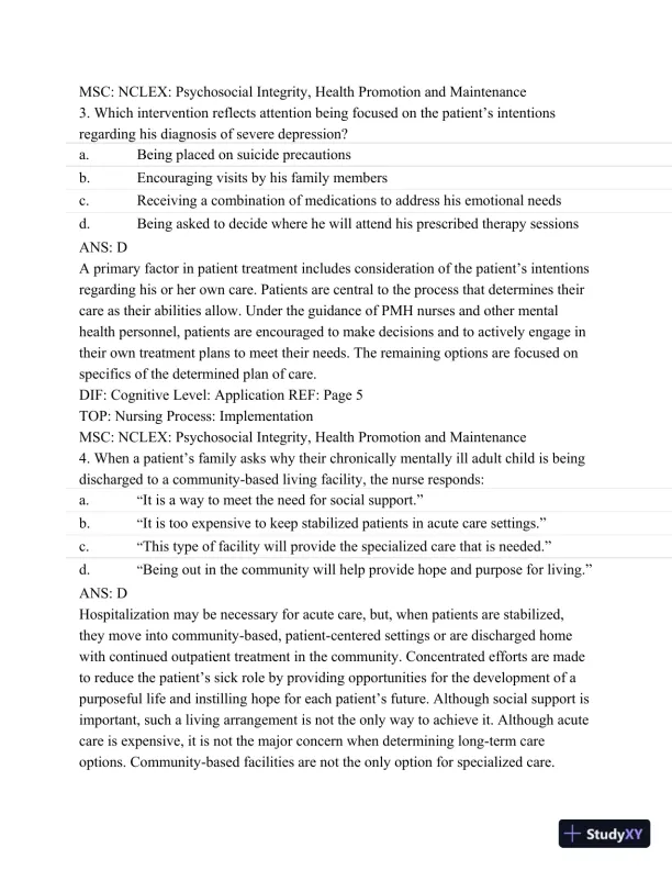 Test Bank For Psychiatric Mental Health Nursing - Revised Reprint, 5th Edition - Page 3 preview image