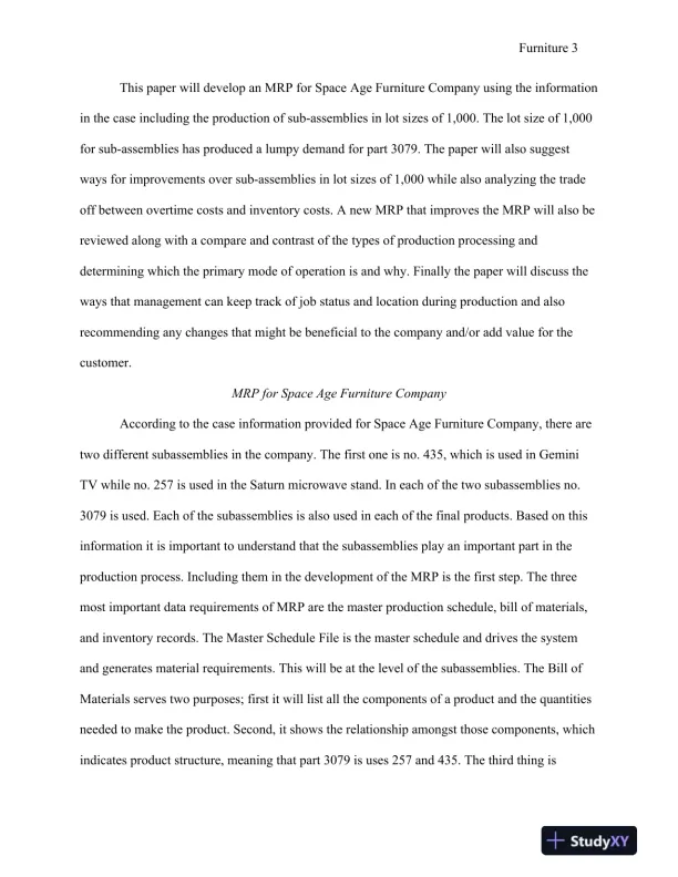 BUS644: Operations Management: Space Age Furniture Company - Page 4 preview image