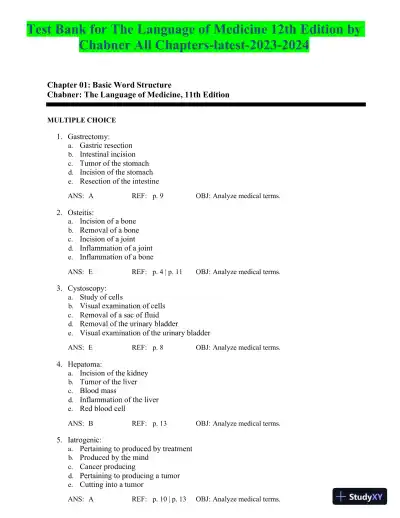 Test Bank for The Language of Medicine, 12th Edition (Chapters 1-21) - Page 1 preview image