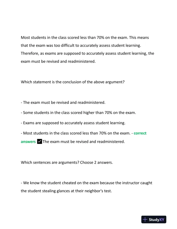 2023 WGU D265 Critical Thinking: Reason and Evidence Exam With Answers (124 Solved Questions) - Page 8 preview image