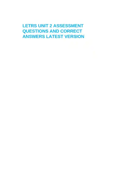 LETRS Unit 2 Assessment Questions and Answers - Page 1 preview image
