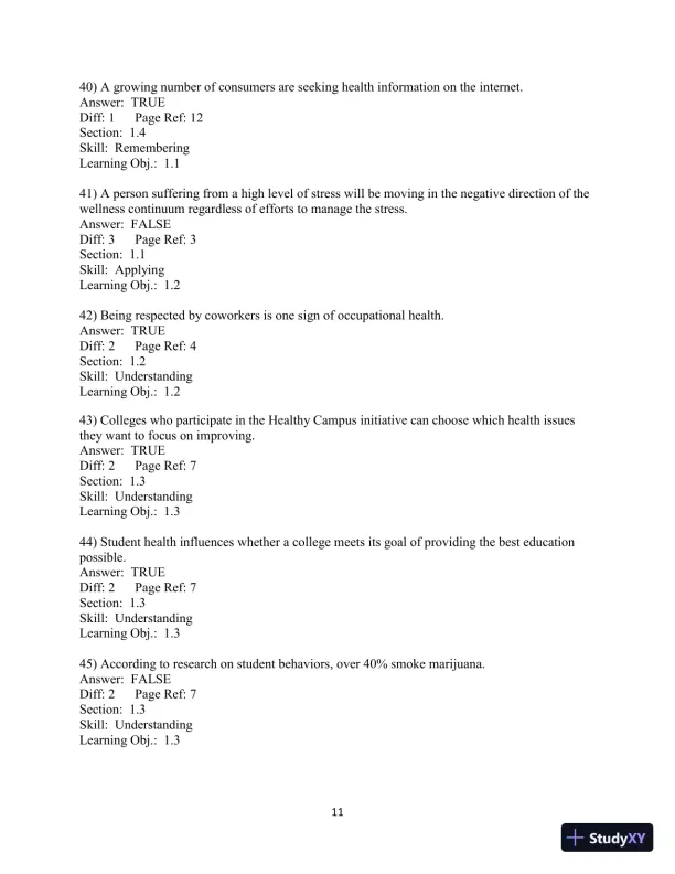 Test Bank for Choosing Health, 3rd Edition - Page 12 preview image