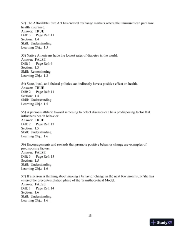 Test Bank for Choosing Health, 3rd Edition - Page 14 preview image