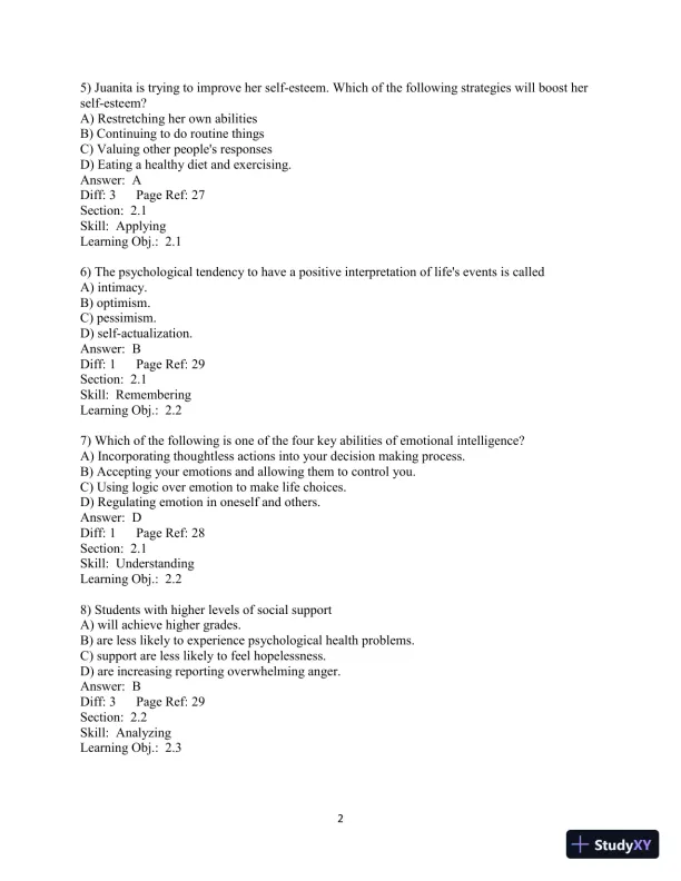 Test Bank for Choosing Health, 3rd Edition - Page 27 preview image