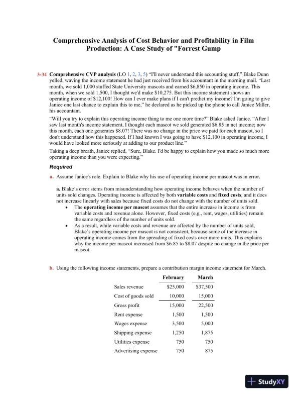 Comprehensive Analysis of Cost Behavior and Profitability in Film Production: A Case Study of "Forrest Gump - Page 1 preview image