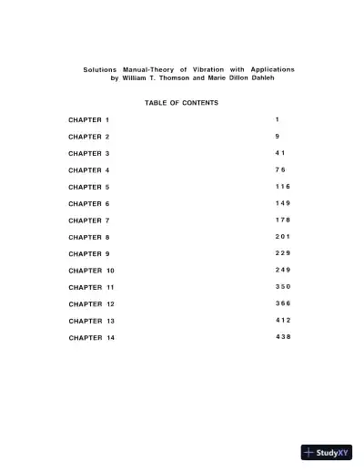 Solution Manual For Theory Of Vibrations With Applications, 5th Edition - Page 1 preview image