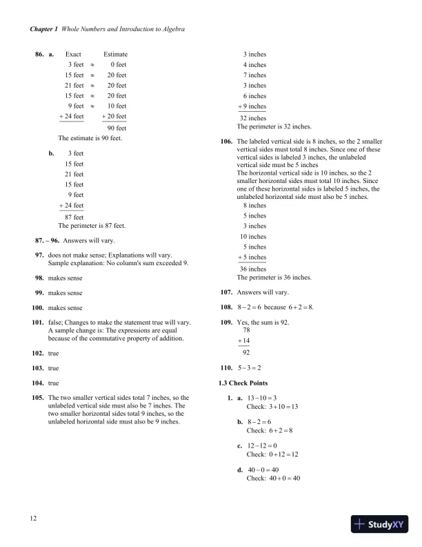 Solution Manual for Developmental Mathematics, 1st Edition - Page 16 preview image