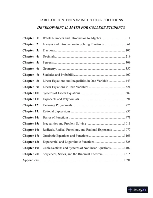 Solution Manual for Developmental Mathematics, 1st Edition - Page 3 preview image