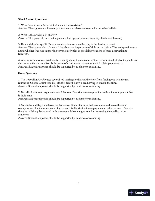 Consider Ethics: Theory, Readings, and Contemporary Issues, 4th Edition Test Bank - Page 15 preview image