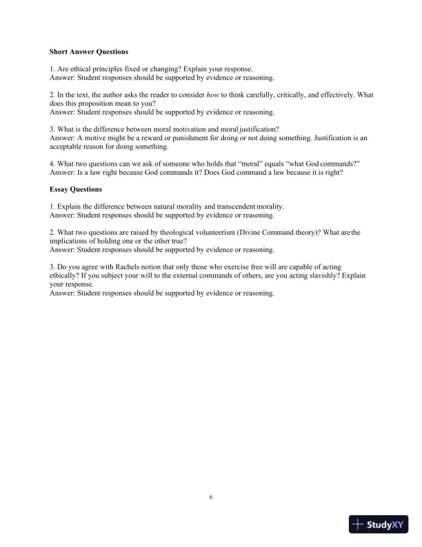 Consider Ethics: Theory, Readings, and Contemporary Issues, 4th Edition Test Bank - Page 9 preview image
