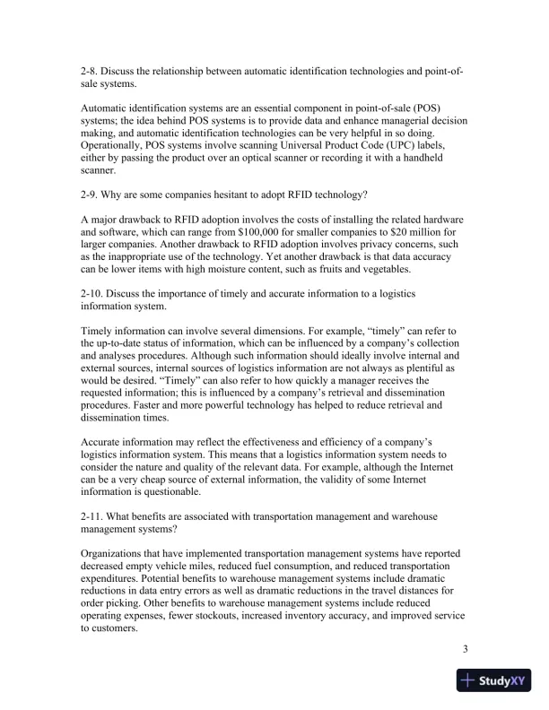 Contemporary Logistics , 12th Edition Solution Manual - Page 13 preview image