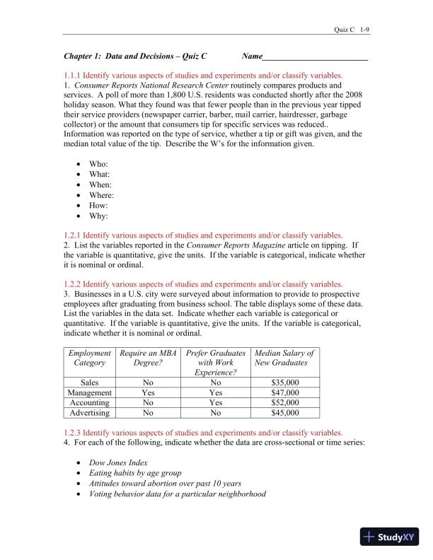 Test Bank for Business Statistics: A First Course, 3rd Edition - Page 10 preview image