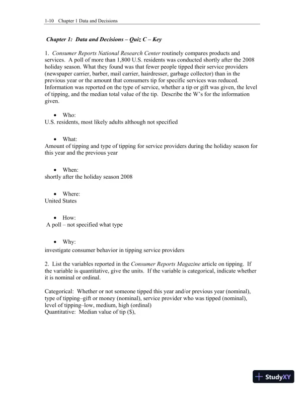 Test Bank for Business Statistics: A First Course, 3rd Edition - Page 11 preview image