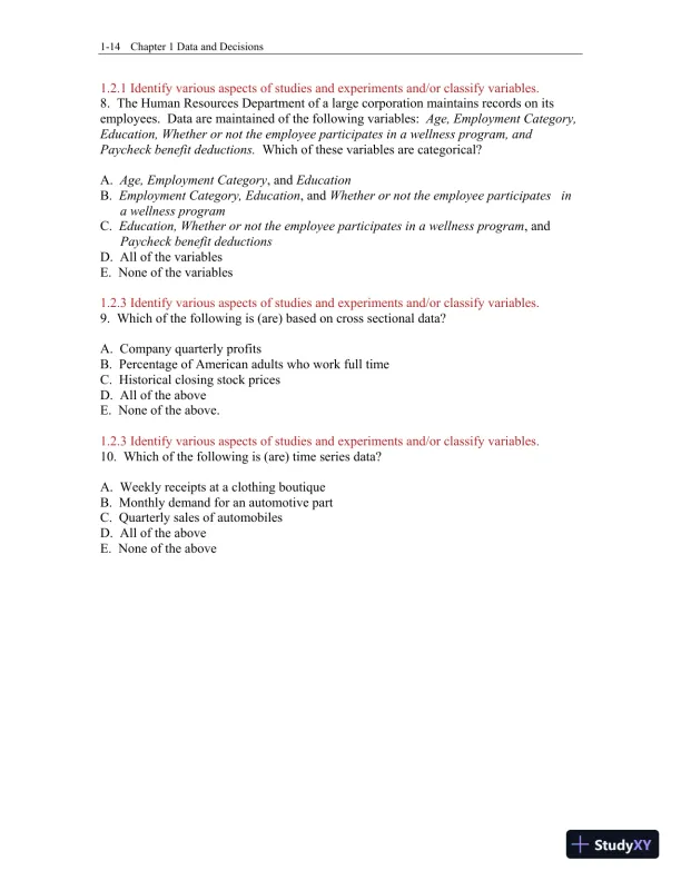 Test Bank for Business Statistics: A First Course, 3rd Edition - Page 15 preview image