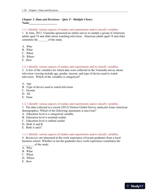 Test Bank for Business Statistics: A First Course, 3rd Edition - Page 21 preview image