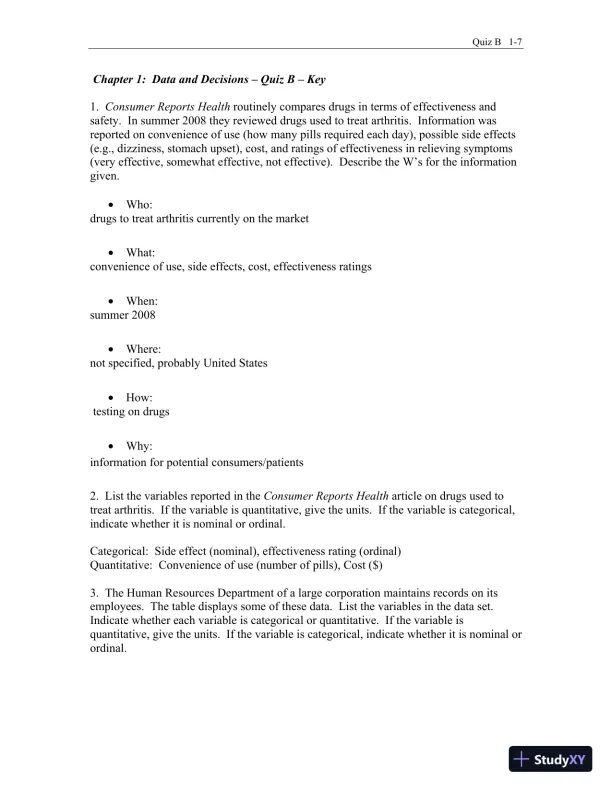 Test Bank for Business Statistics: A First Course, 3rd Edition - Page 8 preview image