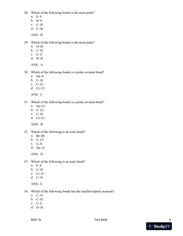 Test Bank For Organic Chemistry, 7th Edition - Page 6 preview image