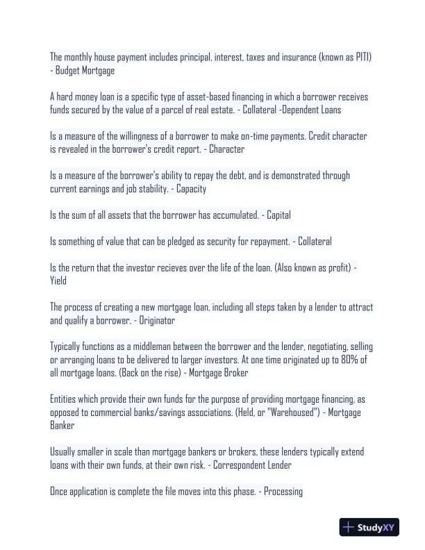 Champion Real Estate Finance Version 2 Exam With Answers (246 Solved Questions) - Page 4 preview image