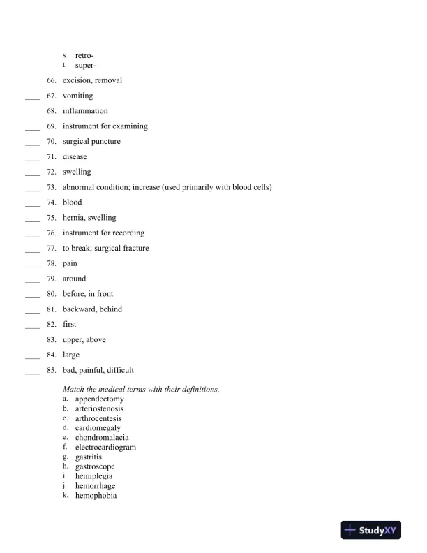 Medical Terminology Express: A Short-Course Approach by Body System 2nd Edition Test Bank - Page 10 preview image