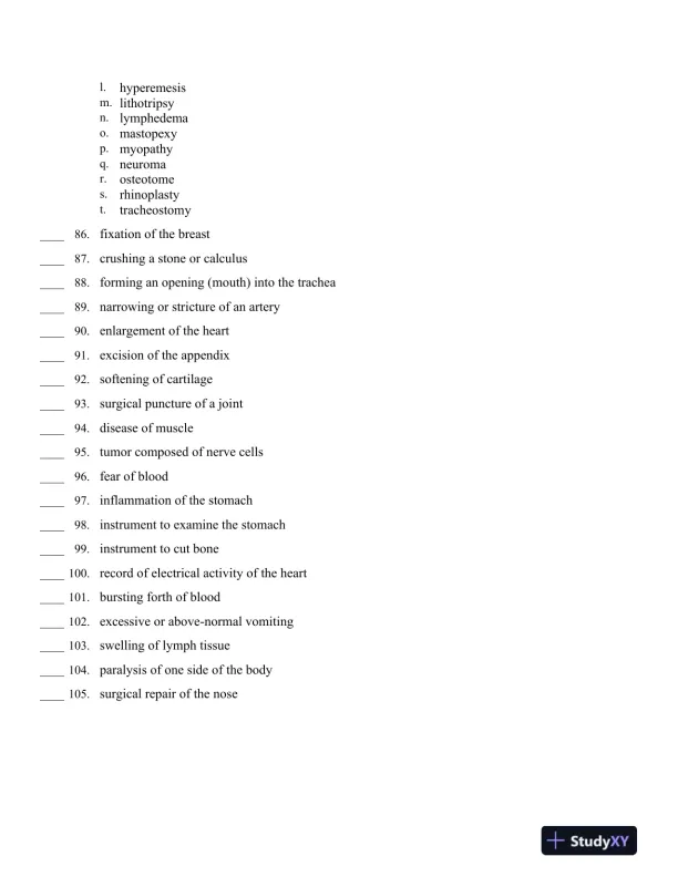 Medical Terminology Express: A Short-Course Approach by Body System 2nd Edition Test Bank - Page 11 preview image