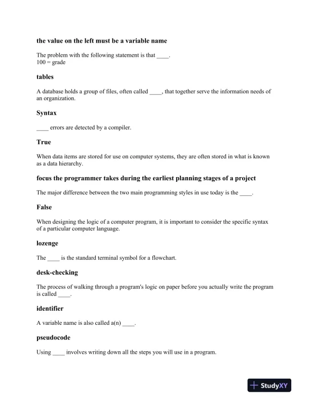 Fundamentals of Programming: Syntax, Logic Structures, and Variable Management - Page 3 preview image