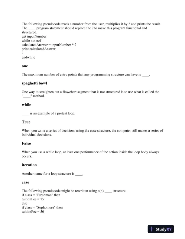 Fundamentals of Programming: Syntax, Logic Structures, and Variable Management - Page 5 preview image