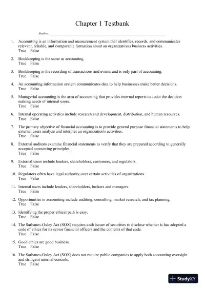 Fundamental Accounting Principles 19th Edition Test Bank - Page 1 preview image
