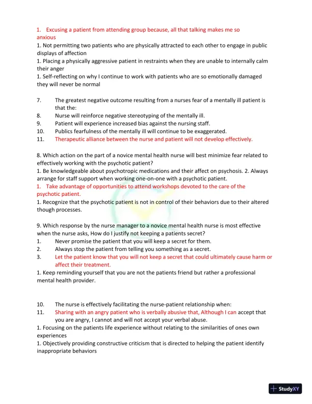 Test Bank for Kaplan and Sadock's Synopsis of Psychiatry: Behavioral Sciences/Clinical Psychiatry, 11th Edition (Chapters 1-37) - Page 11 preview image