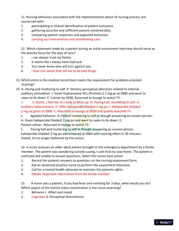 Test Bank for Kaplan and Sadock's Synopsis of Psychiatry: Behavioral Sciences/Clinical Psychiatry, 11th Edition (Chapters 1-37) - Page 20 preview image