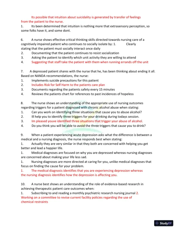 Test Bank for Kaplan and Sadock's Synopsis of Psychiatry: Behavioral Sciences/Clinical Psychiatry, 11th Edition (Chapters 1-37) - Page 26 preview image