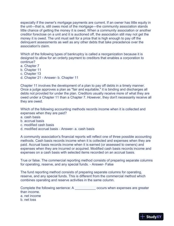 Community Association Management M100 Courses Exam With Answers (363 Solved Questions) - Page 16 preview image