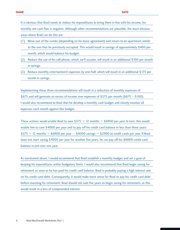 Personal Finance, Fourth Canadian Edition Solution Manual - Page 5 preview image