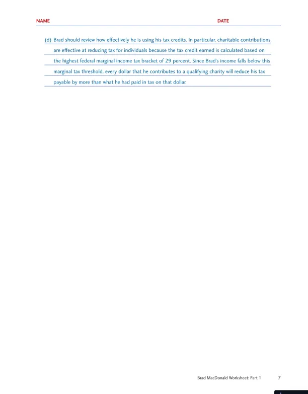 Personal Finance, Fourth Canadian Edition Solution Manual - Page 8 preview image