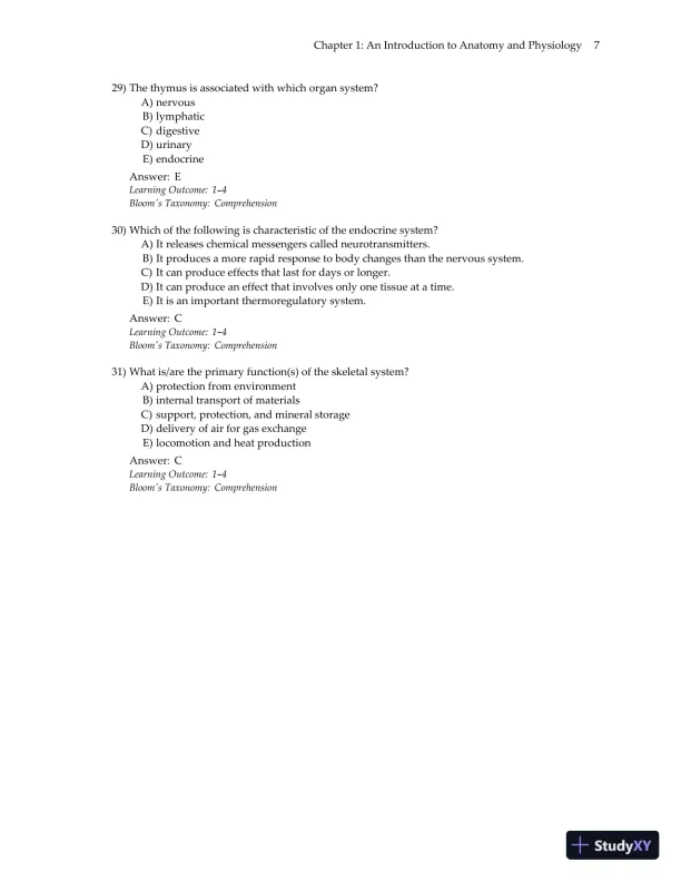 Test Bank for Essentials of Anatomy and Physiology , 7th Edition - Page 10 preview image