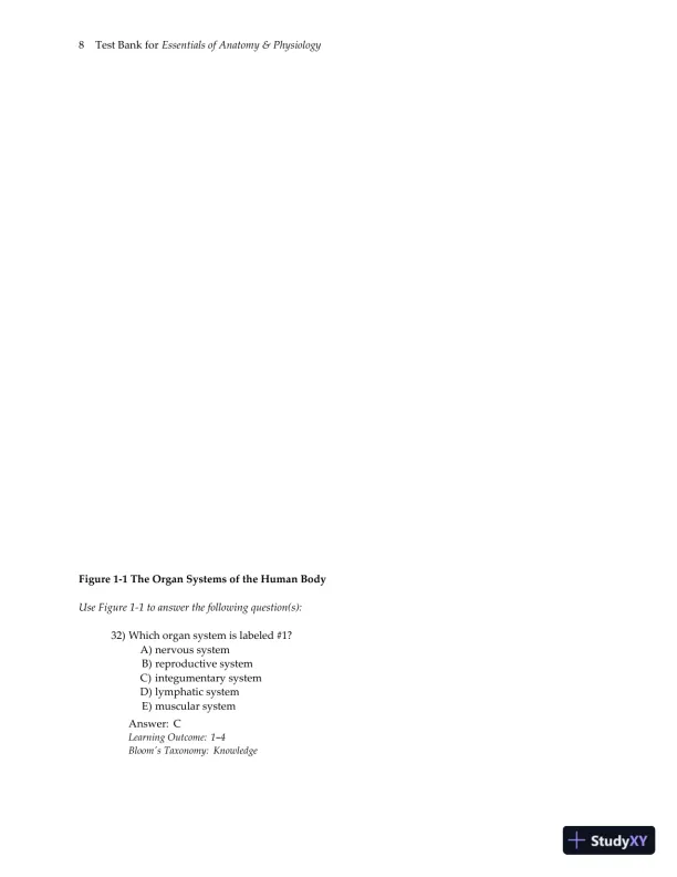 Test Bank for Essentials of Anatomy and Physiology , 7th Edition - Page 11 preview image